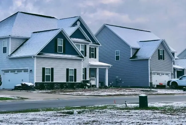 Client-resistant roofing covered in snow.