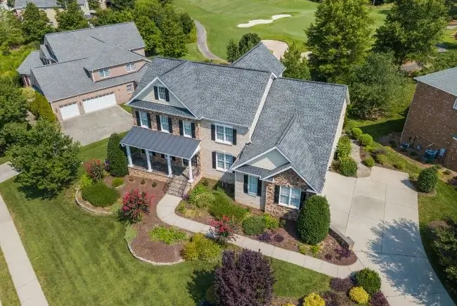 aerial shot of houses.