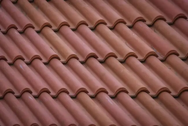 close up of orange clay tile roof